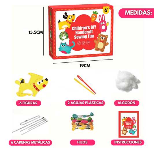 Juego De Costura Infantil Principiantes Kit 6 Diseños Educativo - Muy Moderna Uruguay