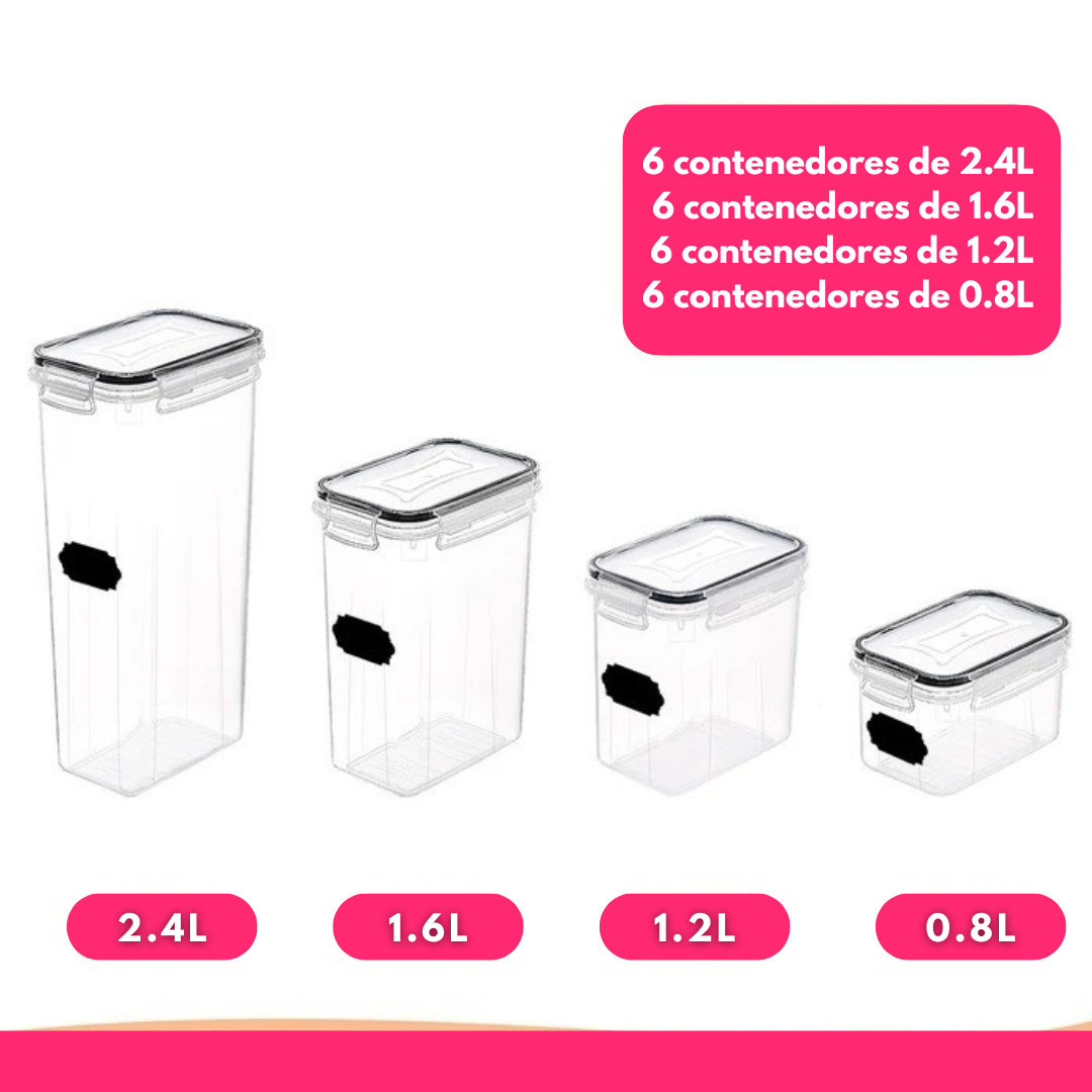 Set De 24 Contenedores De Alimentos De Plástico Con Tapa