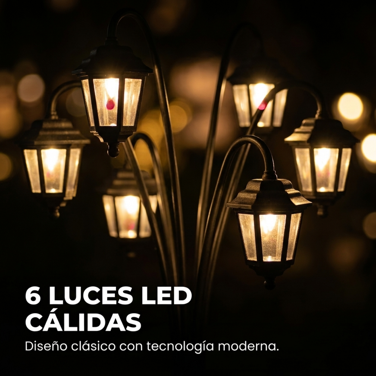Farol Solar Vintage para Jardín Exterior 64 cm – 6 LED Pack x2