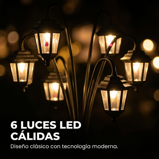 Farol Solar Vintage para Jardín Exterior 64 cm – 6 LED Pack x2