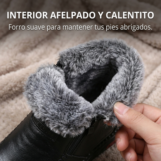 Botines Abrigados con Forro Afelpado - Símil Cuero para Invierno