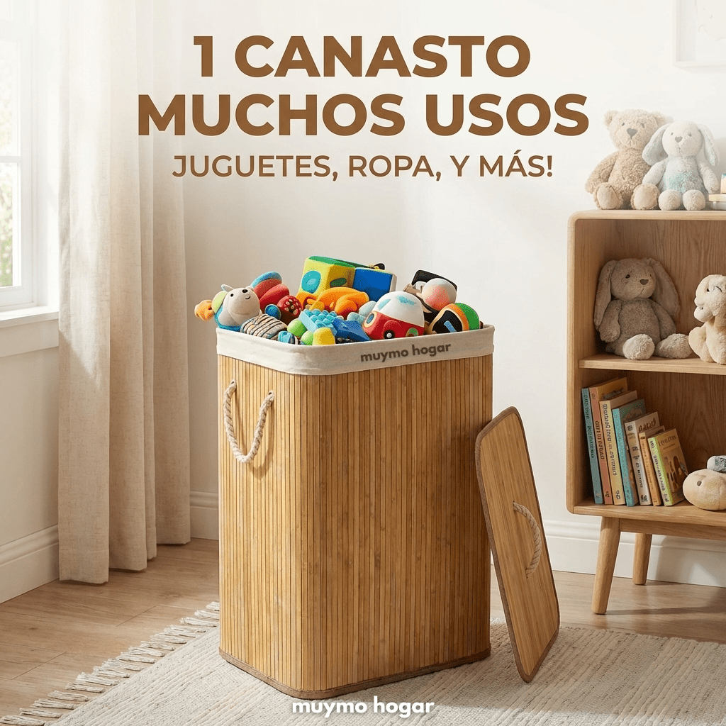 Canasto Cesto Ropa Sucia Plegable Bambú Grande Con Tapa - muymo hogar - Muy Moderna Uruguay