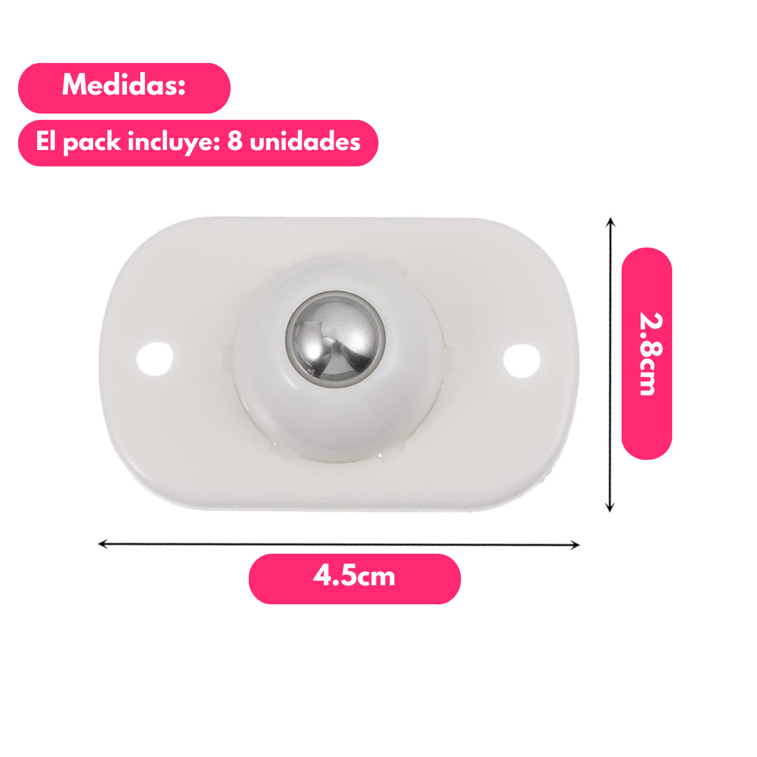 Kit x8 Ruedas Adhesivas para Muebles
