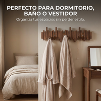 Perchero de Pared Plegable Rústico de Madera – 70 cm