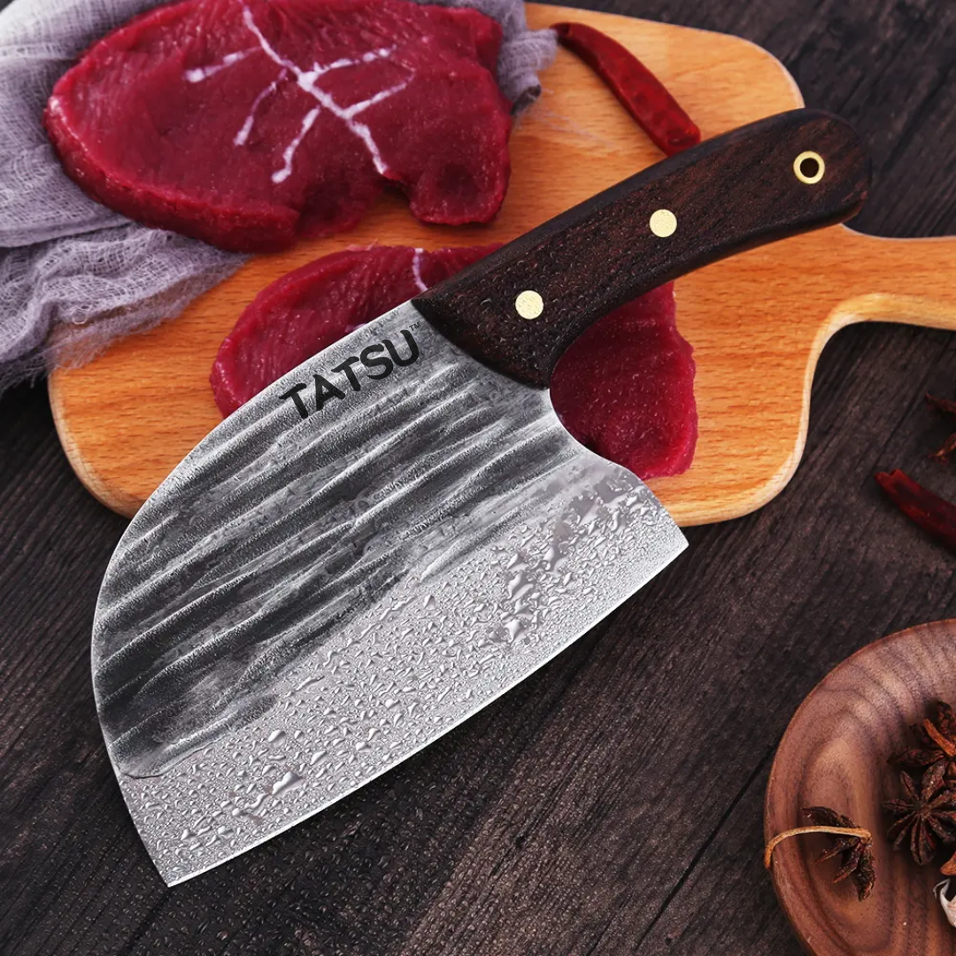 Cuchillo Carnicero TATSU™ Fushin con Funda de Cuero