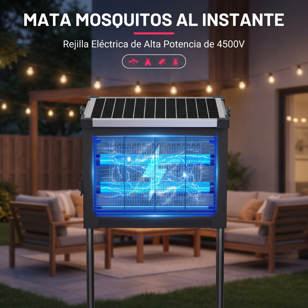 Lámpara Mata Mosquitos Solar UV para Exterior e Interior