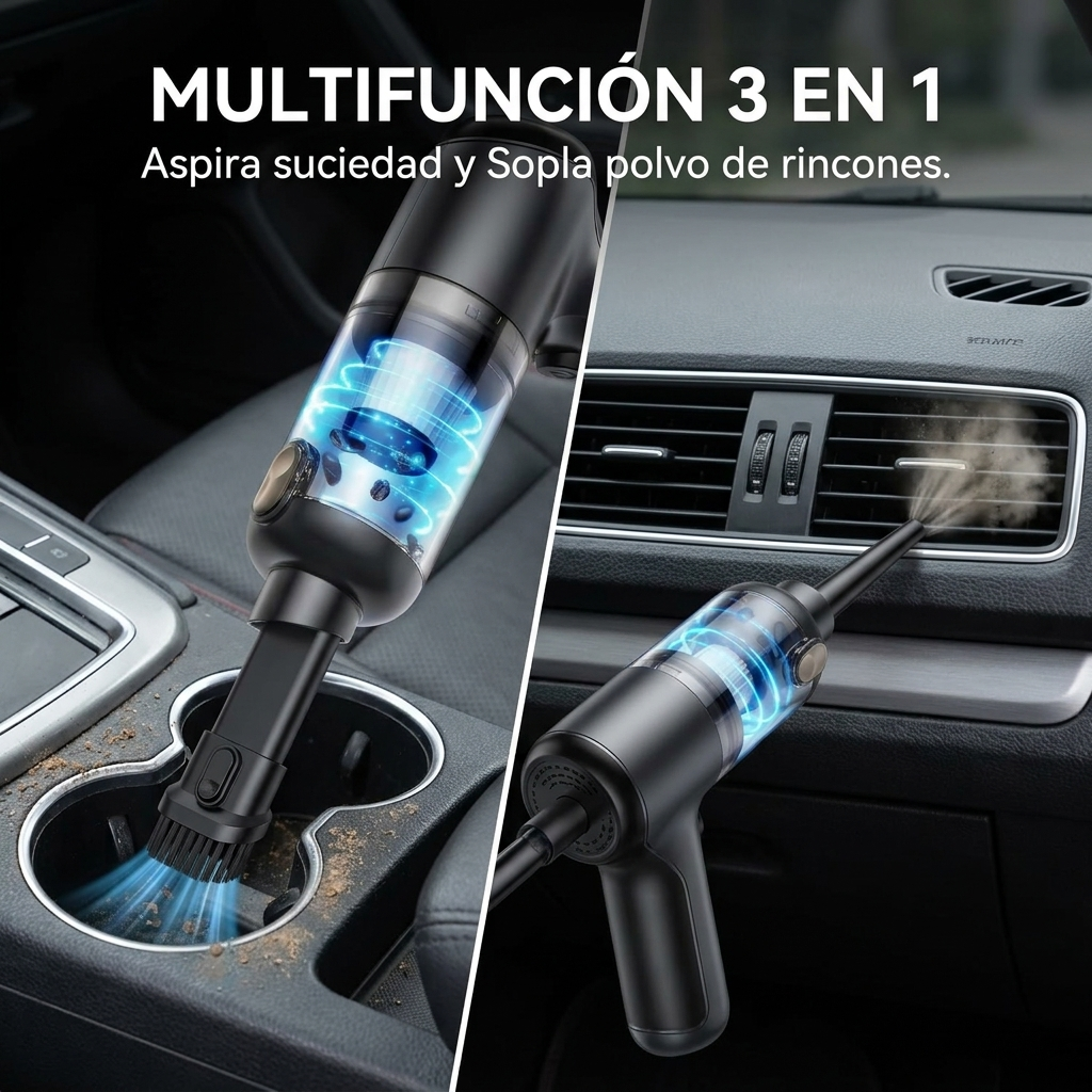 Aspiradora Inalámbrica Portátil Auto 120W Recargable