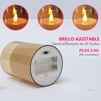 Pack x3  Velas LED de Vidrio con Control Remoto