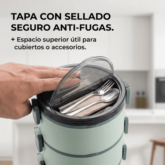 Luncheras Térmicas Apilables Acero Inox Pack x4 - Muy Moderna Uruguay