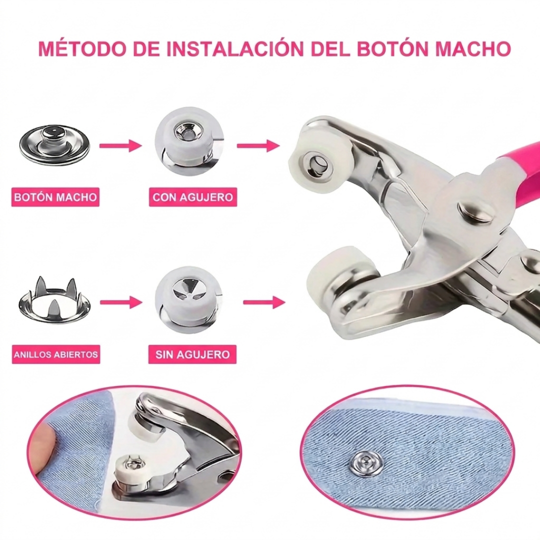 Kit de 100 Broches a Presión con Pinza