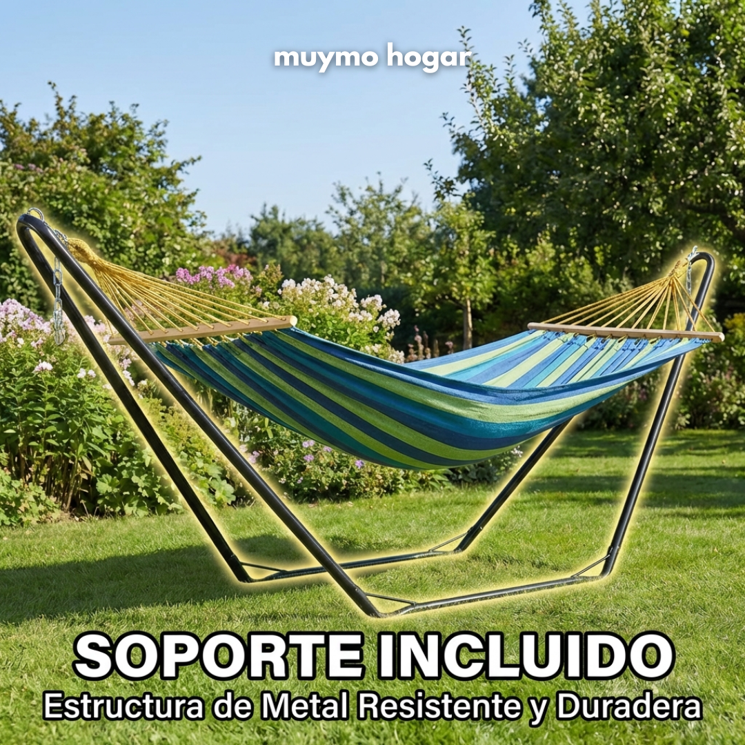 Hamaca Paraguaya Con Soporte De Acero- muymo hogar