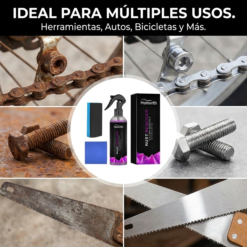 Spray Quitaóxido 100ml Kit Paño Esponja Ácido Cítrico Metal