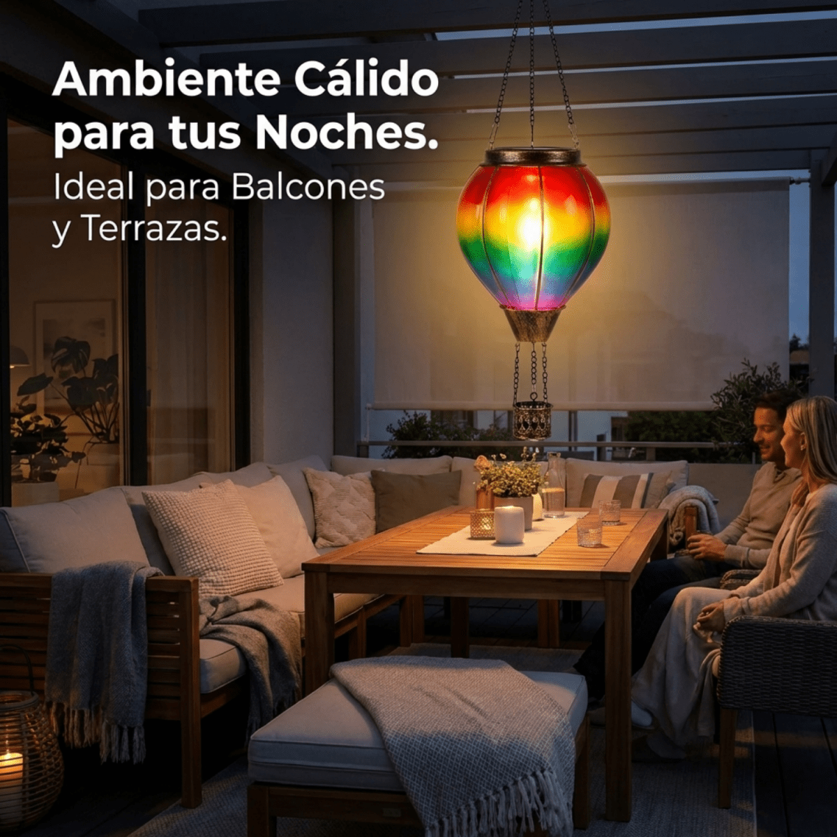 Lámpara Solar Globo Aerostático Colgante Decorativa Jardín - Muy Moderna Uruguay