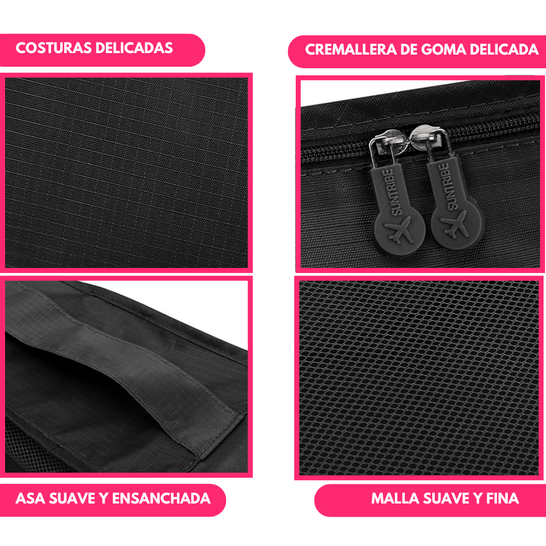 Set de 6 Bolsas Organizadoras  Grises para Valija Varios Tamaños