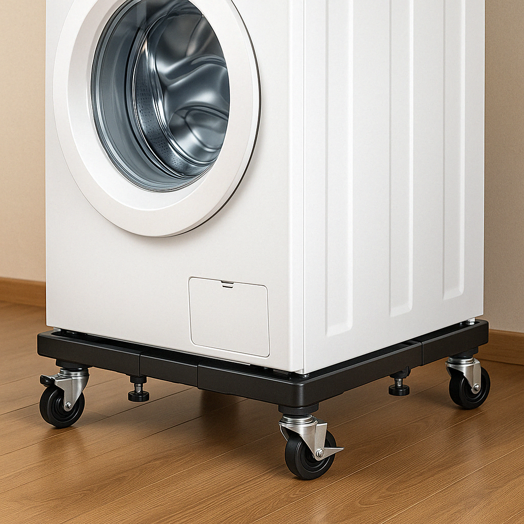 Soporte Base Heladera Lavarropas Ruedas Ajustable Negro