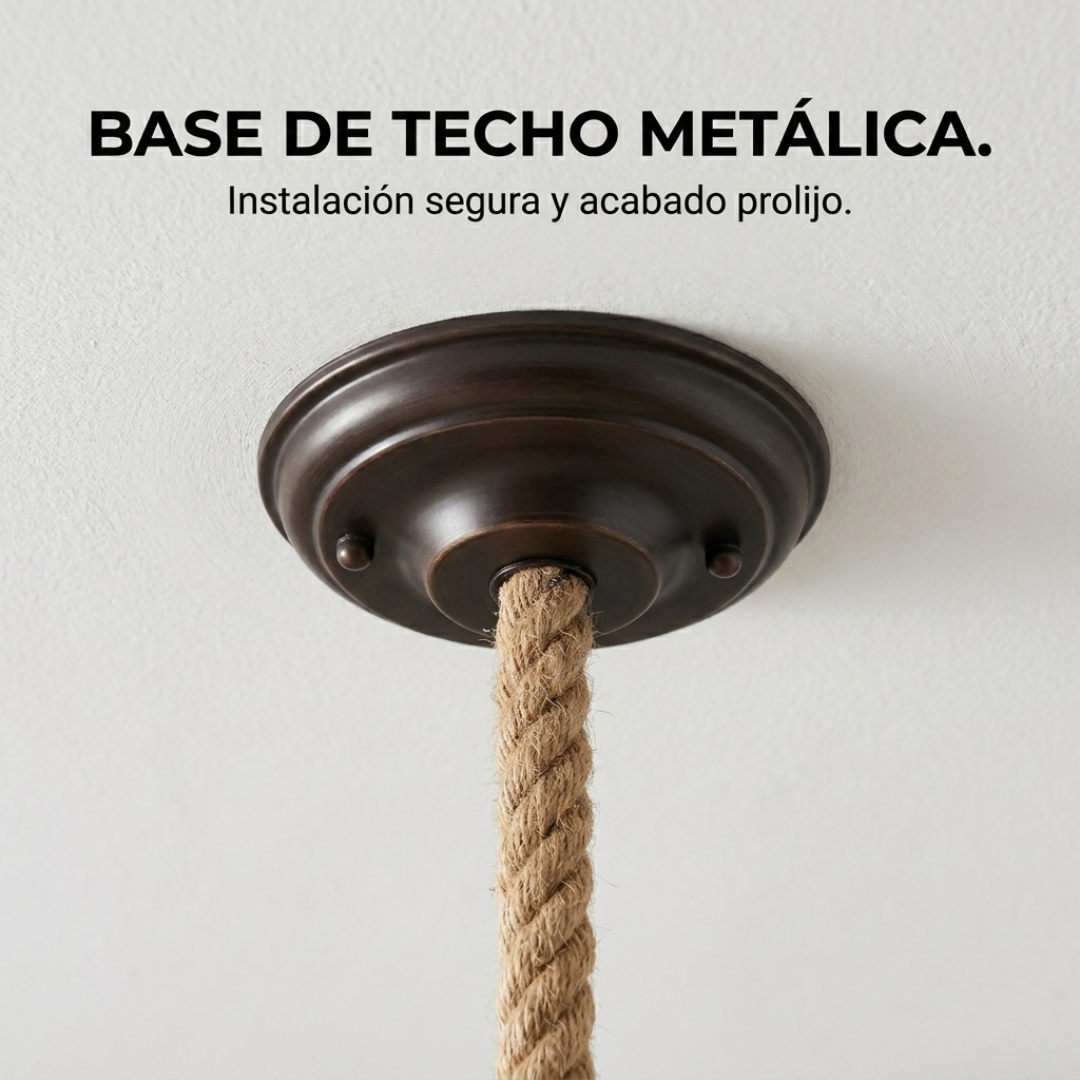 Kit 3 Lámparas Colgantes de Techo con Cuerda Rústica Vintage