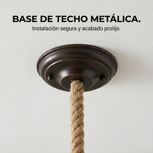 Kit 3 Lámparas Colgantes de Techo con Cuerda Rústica Vintage