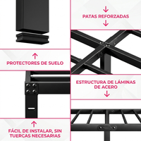 Base de Metal Armable para Sommier 2 Plazas 40 cm Acero Reforzado