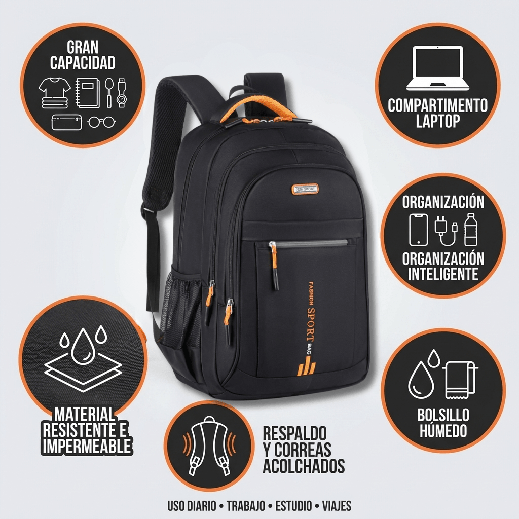 Mochila Unisex Para Trabajo Estudio Y Viaje - Muy Moderna Uruguay