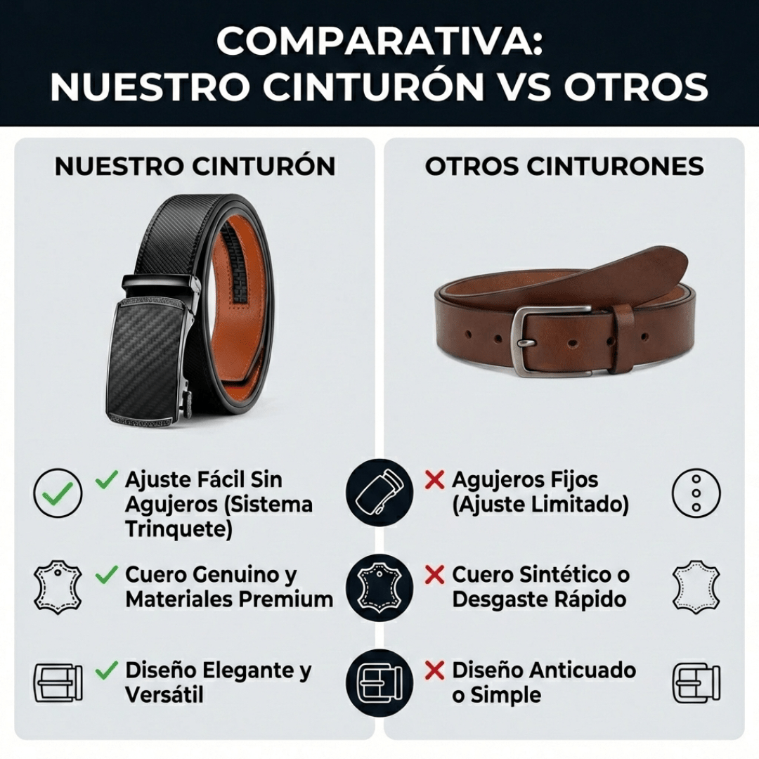 Cinturón De Cuero Para Hombre Con Ajuste Fácil sin Agujeros - Muy Moderna Uruguay