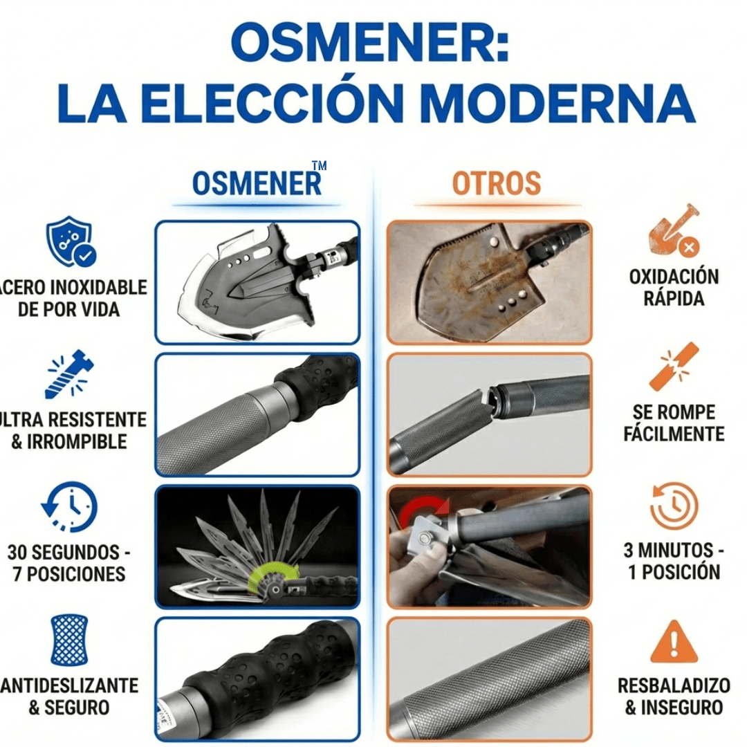 Pala Táctica Militar Multifunción Plegable 12 En 1 Para Camping OSMENER - Muy Moderna Uruguay