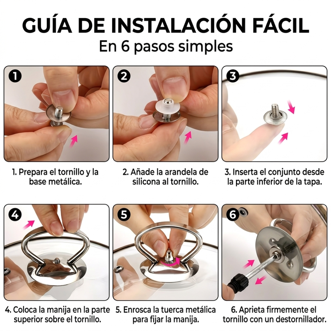 Set 6 Mangos de Silicona Universal para Tapa de Olla