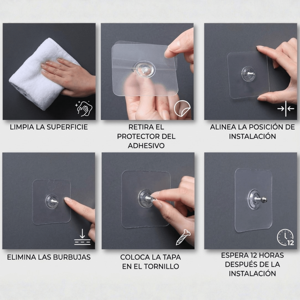 Pack x6 Adhesivos con Tornillo Sin Perforación Para Cocina Y Baño - Muy Moderna Uruguay