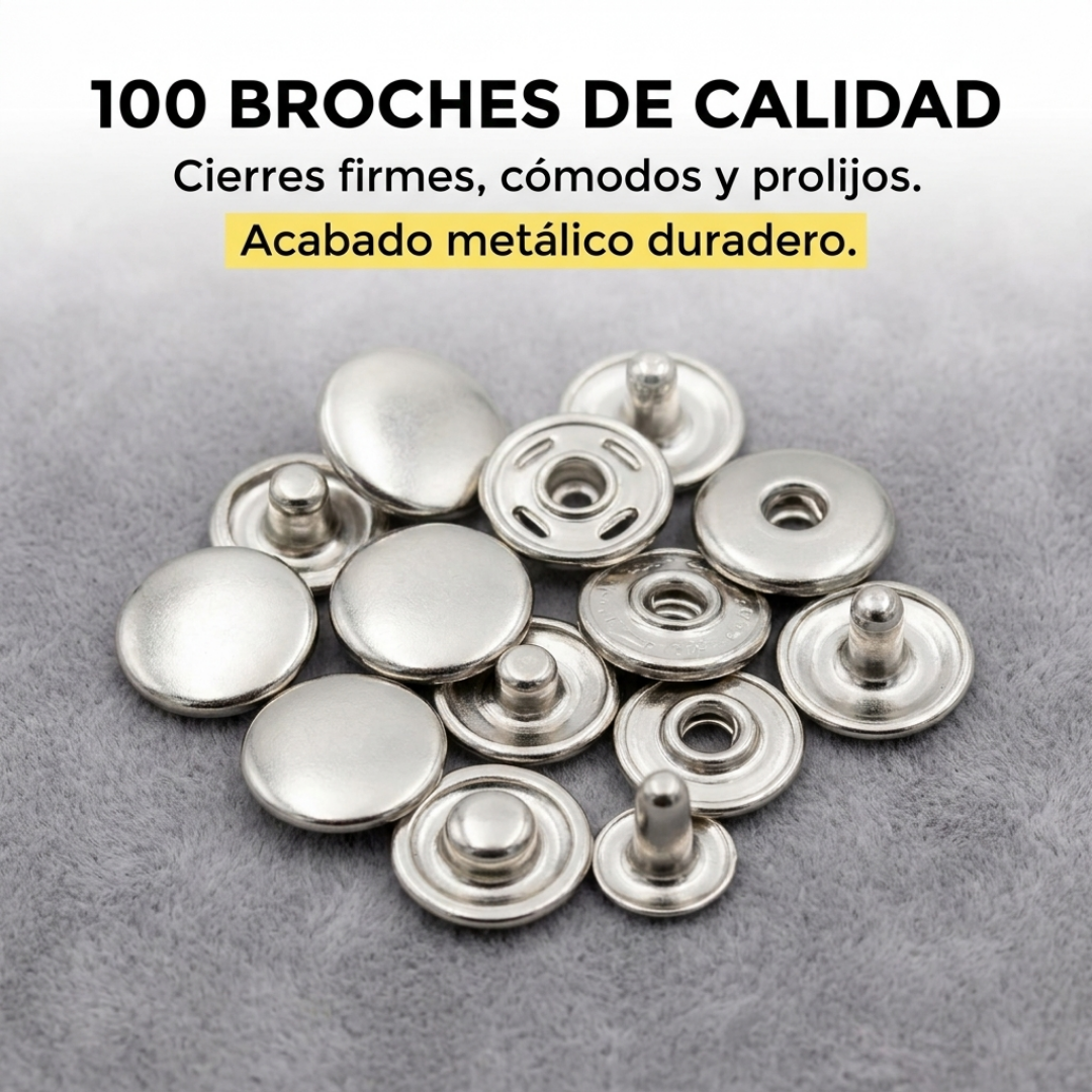 Kit de 100 Broches a Presión con Pinza