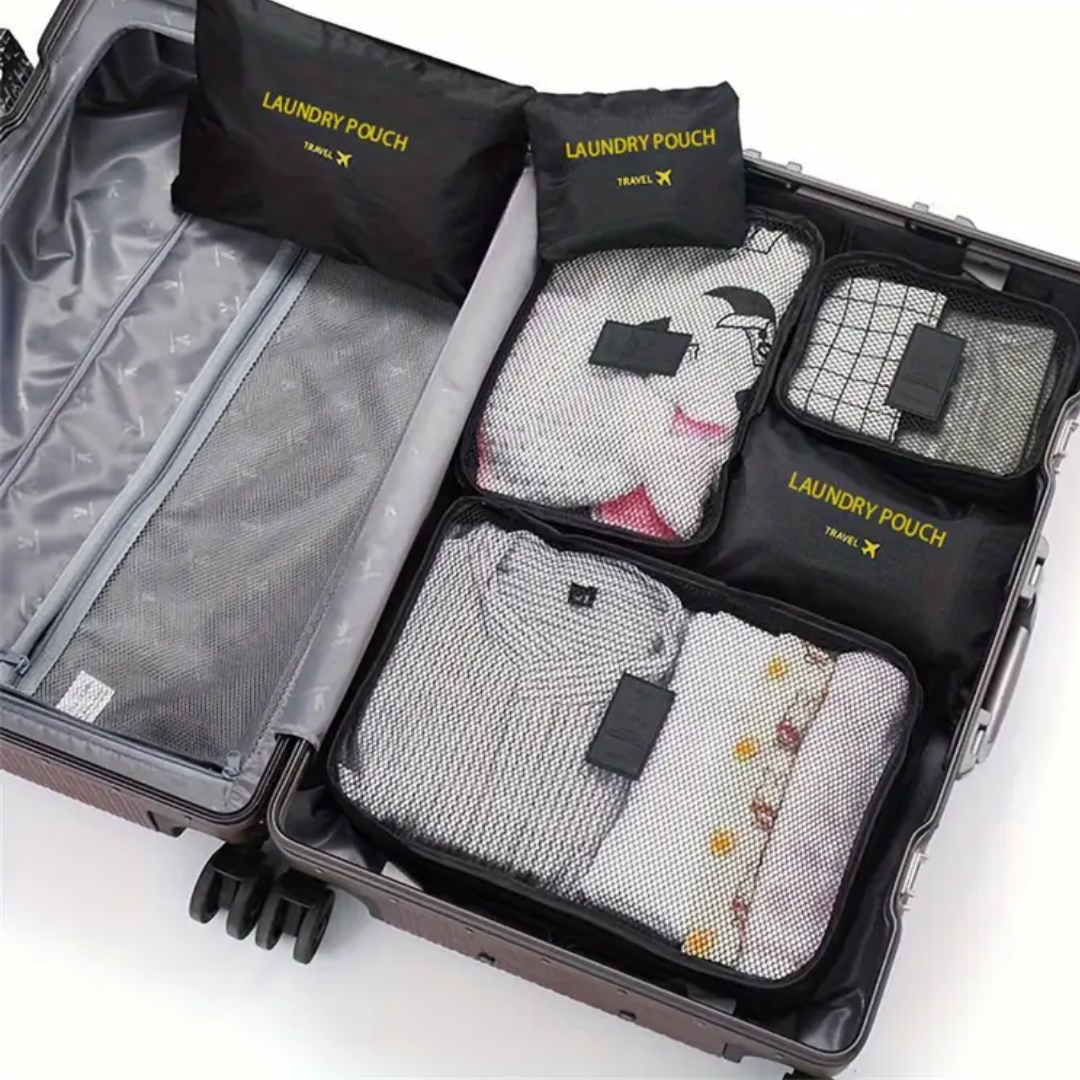 Set de 6 Bolsas Organizadoras  Grises para Valija Varios Tamaños