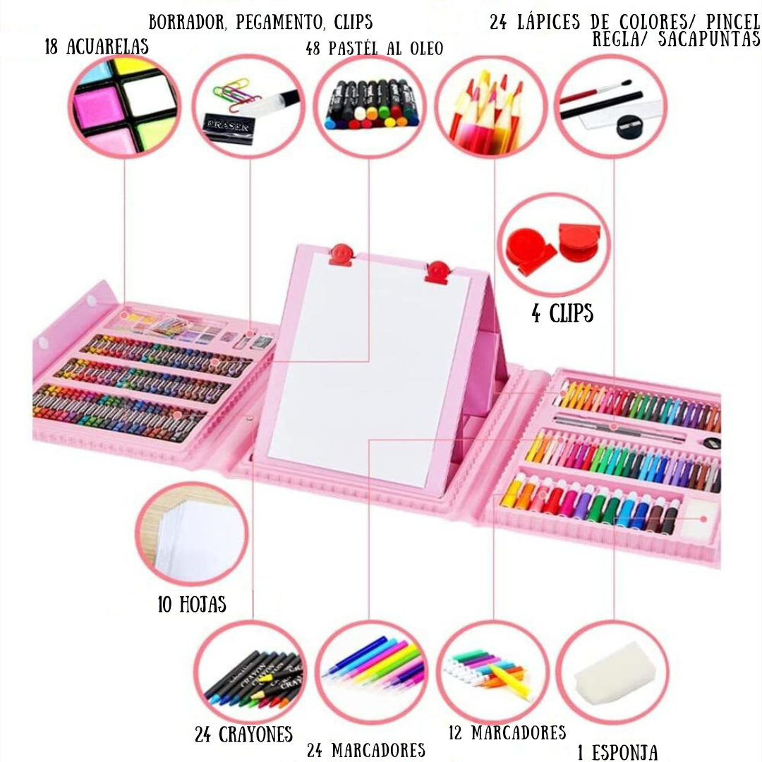 Kit Maletin De Arte Escolar 208 Piezas