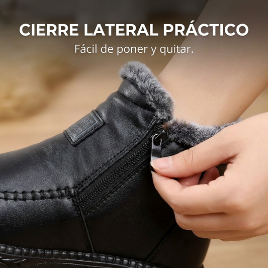 Botines Abrigados con Forro Afelpado - Símil Cuero para Invierno