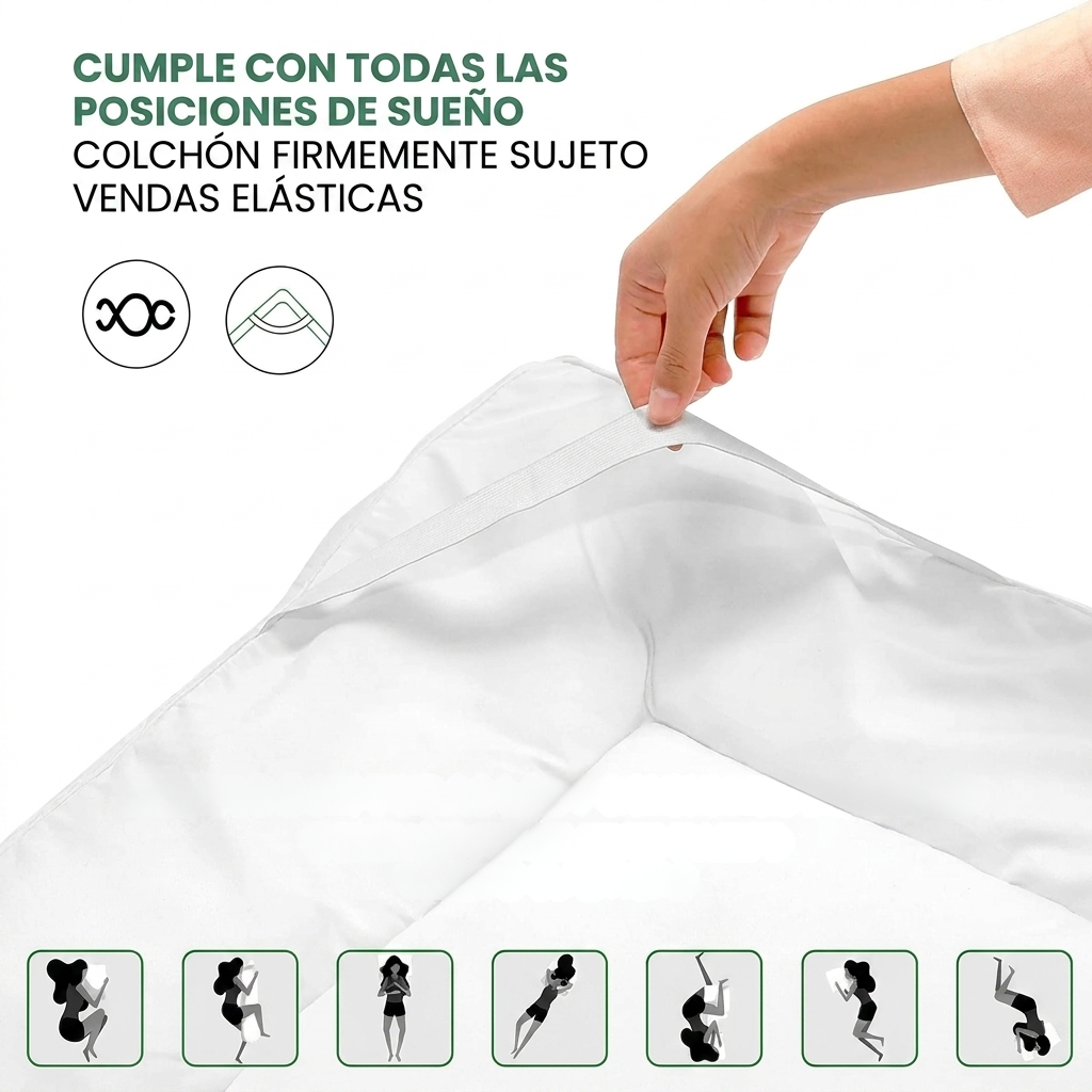 Cubre Colchón Topper Pillow 2 Plazas 150x200cm 10cm Extra Confort