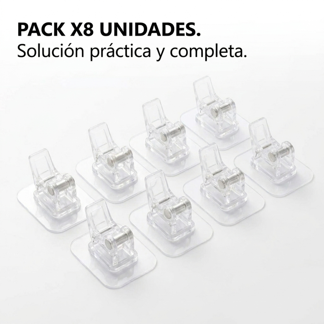 Soportes Adhesivos para Barra de Cortina x8 Sin Perforar