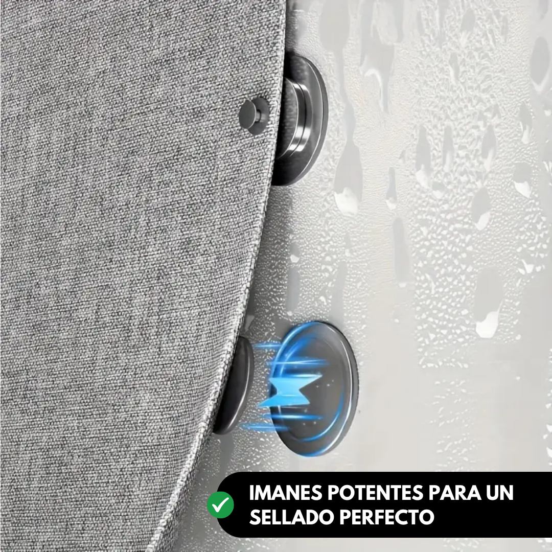 Cortina de Baño Tipo Lino con Cierre Magnético y Ganchos Elegantes
