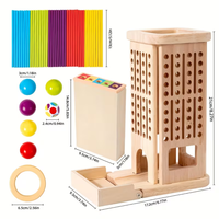 Juego de Mesa Torre de Equilibrio de Madera con Pelotas 3 en 1