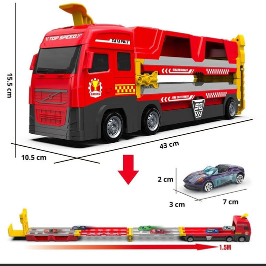Camion De Juguete Con Pista Desplegable + 6 Autitos - Muy Moderna Uruguay
