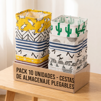 Cesta Organizadora Plegable Tela Impermeable Set 10 Unidades