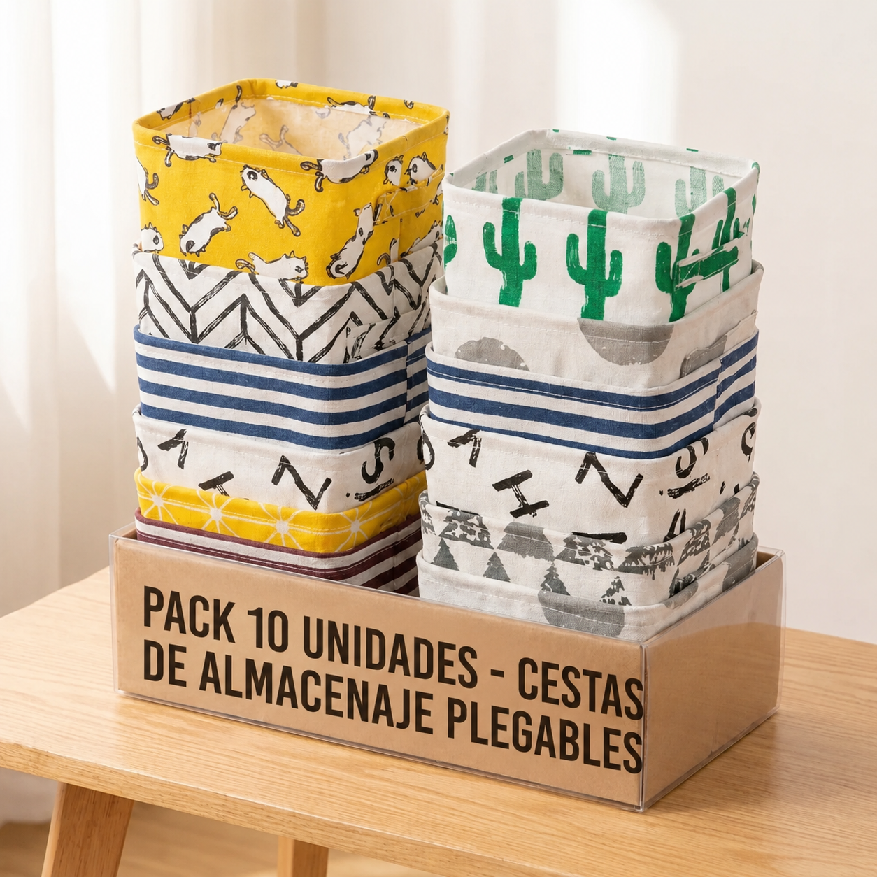 Cesta Organizadora Plegable Tela Impermeable Set 10 Unidades