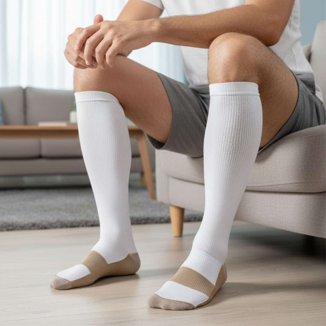 Medias de Compresión y Descanso Blancas (3 Pares)
