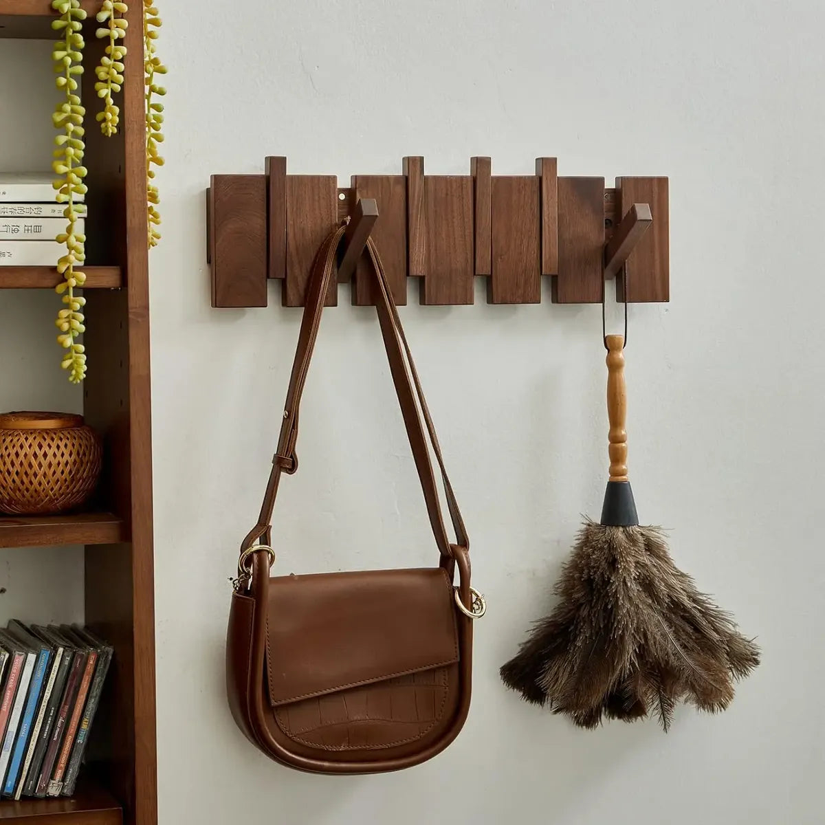Perchero de Pared Plegable Rústico de Madera – 70 cm