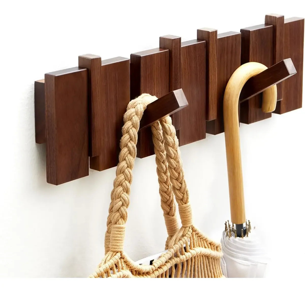Perchero de Pared Plegable Rústico de Madera – 70 cm