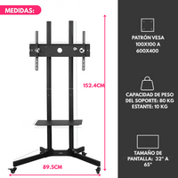 Soporte Móvil Para Tv Con Ruedas De Pie Monitor 32 A 65"