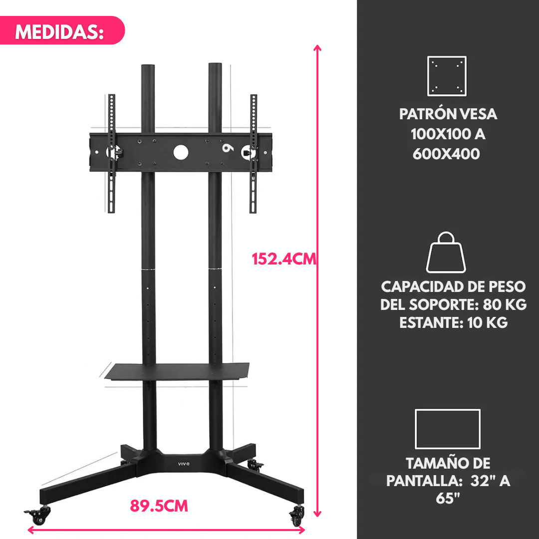 Soporte Móvil Para Tv Con Ruedas De Pie Monitor 32 A 65"