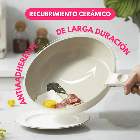 Juego de Ollas Antiadherente 11 Piezas Con Mango Removible - Muy Moderna Uruguay