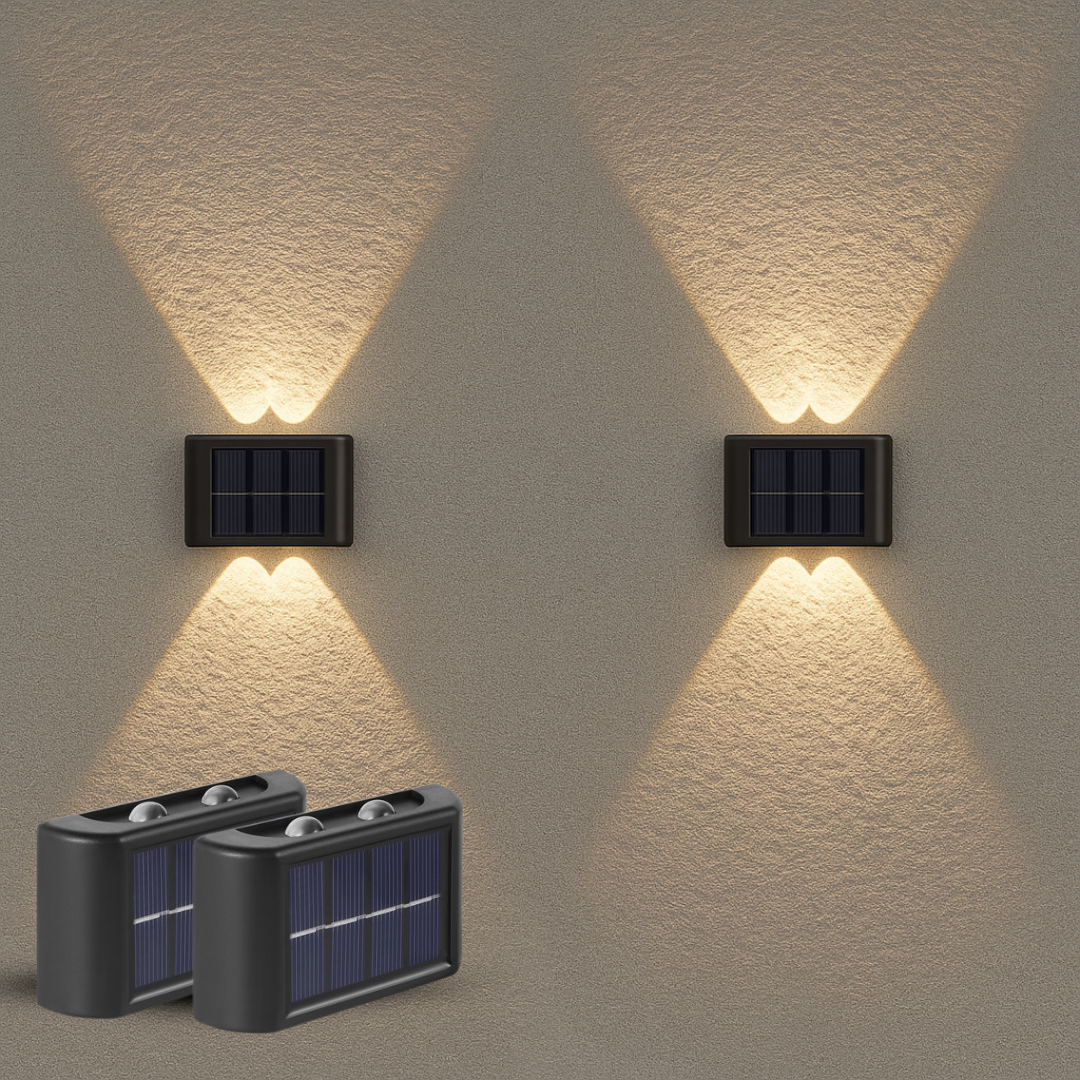 Focos Solar Bidireccional de Pared Exterior Pack x2