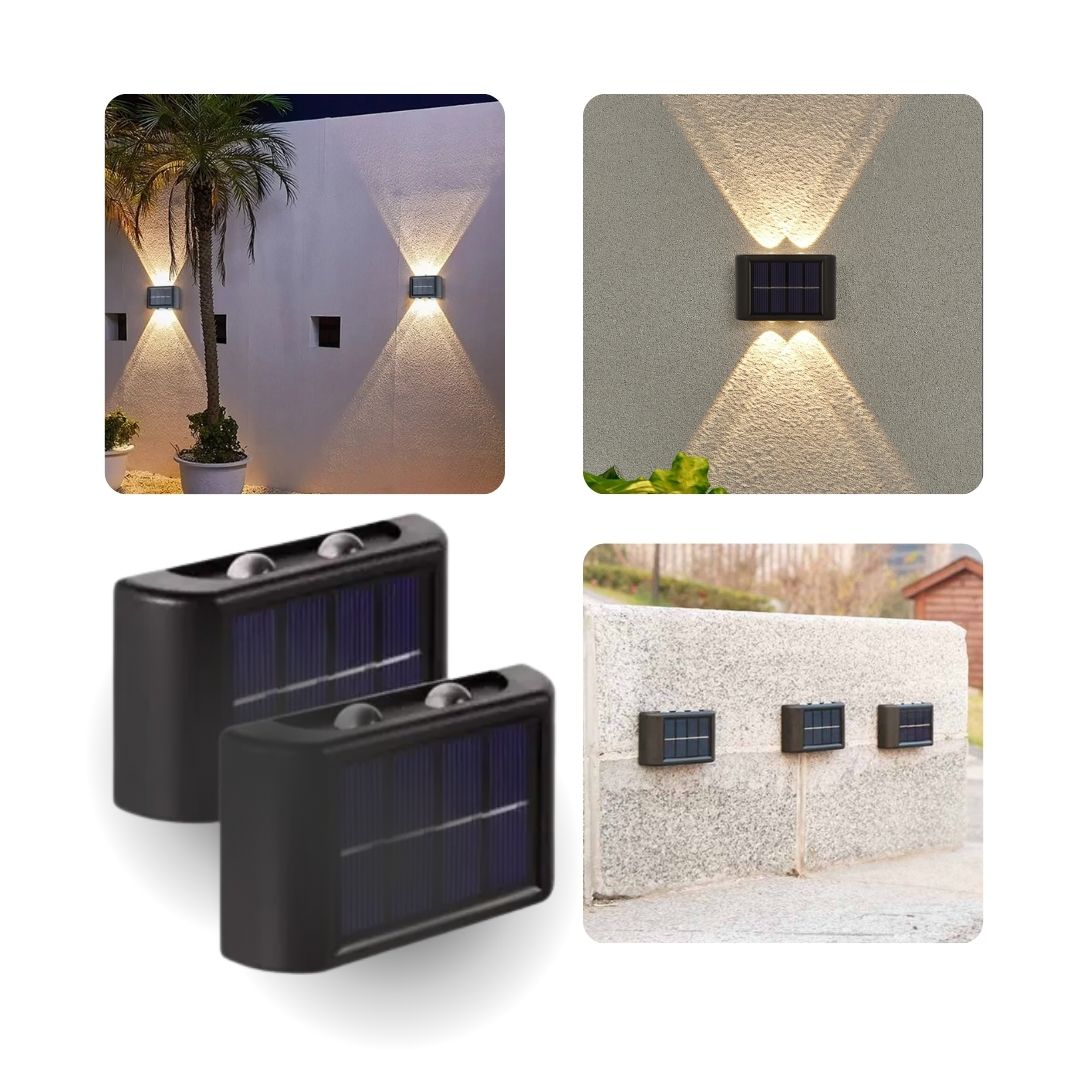 Focos Solar Bidireccional de Pared Exterior Pack x2
