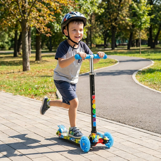 Tripatín Plegable con Ruedas LED y Altura Ajustable