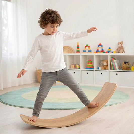Balancín Montessori De Madera Para Niños Tabla Curva De Equilibrio