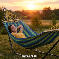 Hamaca Paraguaya Con Soporte De Acero- muymo hogar