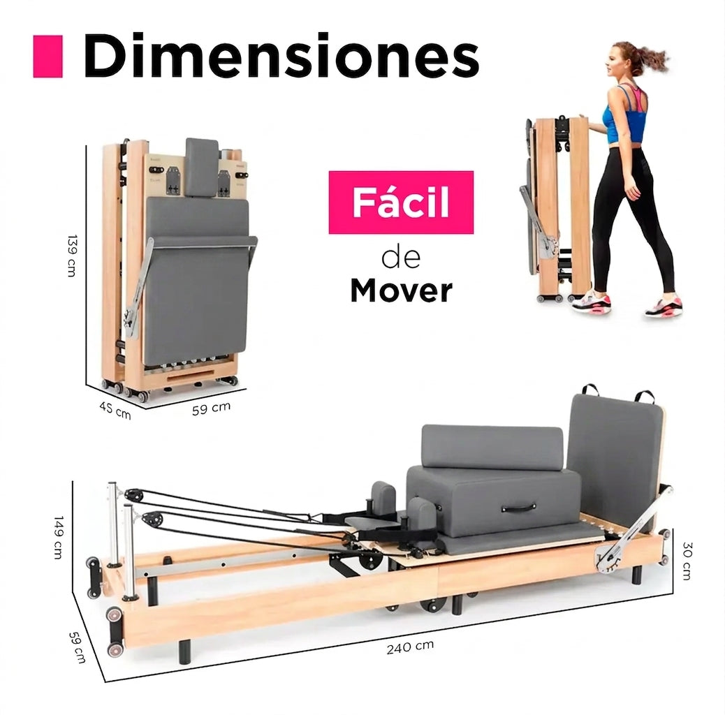 Cama Pilates Reformer Plegable Profesional Con Accesorios Unbreak™